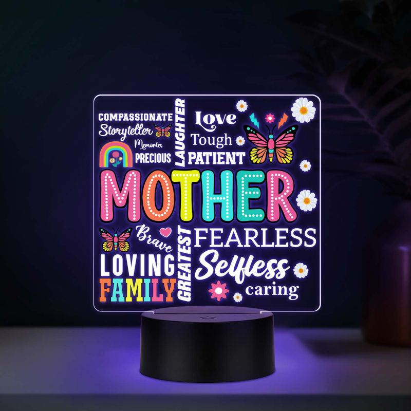 Inspirational Quote UV Print Auto Color Changing LED Lamp for Mom   Acrylic Light